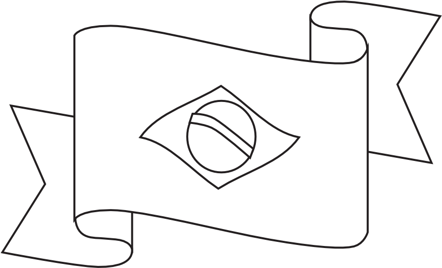 Brazil Ribbon Black White Line Art Hunky Dory Svg Colouringbook - Illustration (999x706), Png Download