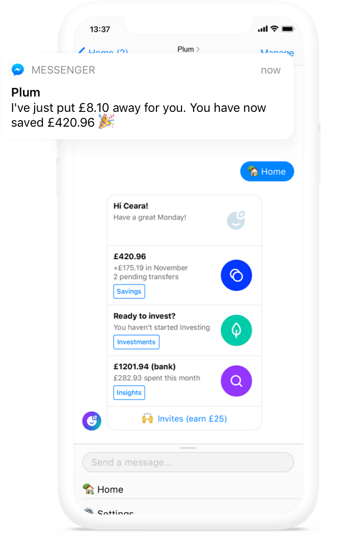 Plum In Facebook Messenger - Facebook (736x1072), Png Download