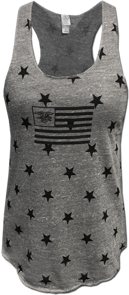 Ladies' Trident Flag Stars Tank Patriotic American - Top (640x640), Png Download