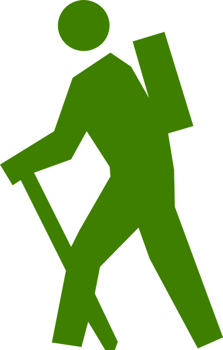 Hiking, Trail, Walk, Outdoor, Exercise, Rucksack, Stick - Wanderer Clipart (459x720), Png Download