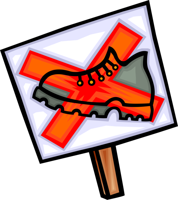 Vector Illustration Of No Hiking Or Do Not Walk Sign - Sign (622x700), Png Download