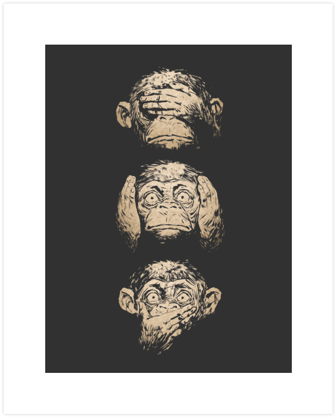 3 Wise Monkeys Art Print - Three Wise Monkeys Design (740x900), Png Download