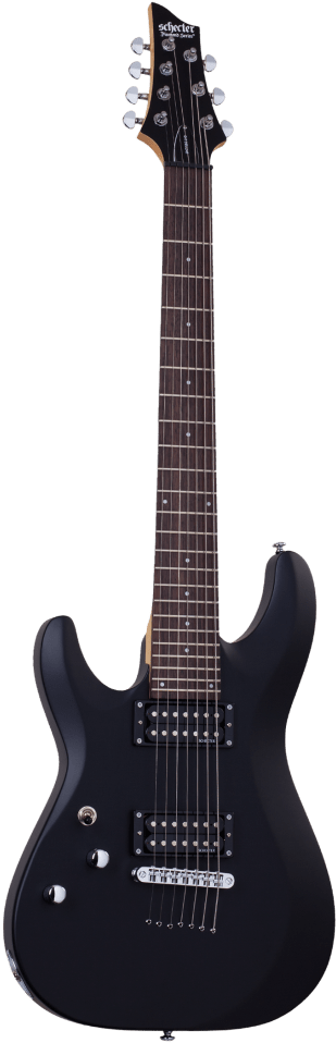 Schecter Electric Guitar Guitar Only Schecter Left - Schecter C-7 Deluxe Left Hand, Satin Black (419x960), Png Download