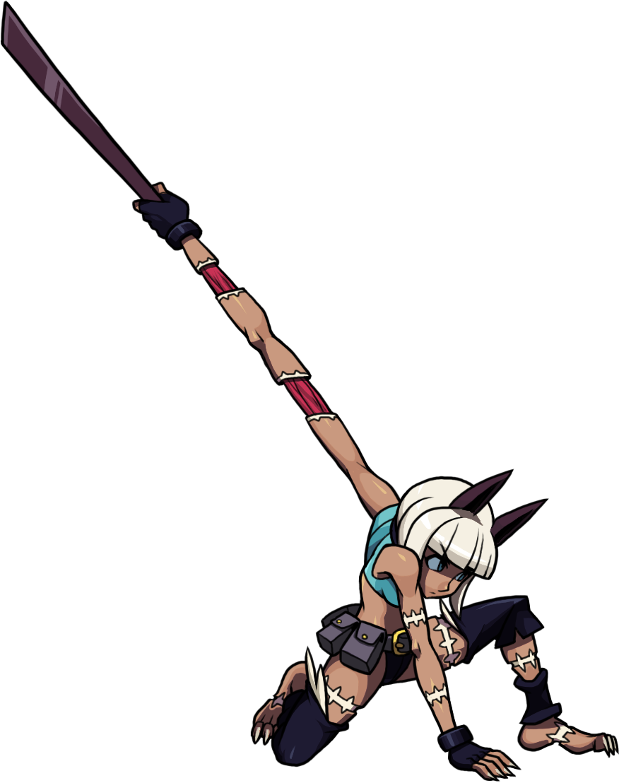 Fortune Uses Her Tail As A Sword And Strikes Downward - Skullgirls Robo Fortune Animation (876x1108), Png Download