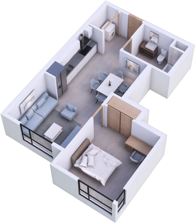 Hannah Corner 1 Bed - Portable Network Graphics (1000x800), Png Download