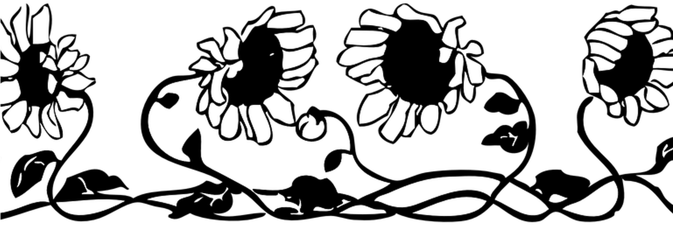 Flowers Line Cliparts - Sunflower Flowers Clip Art (1368x855), Png Download