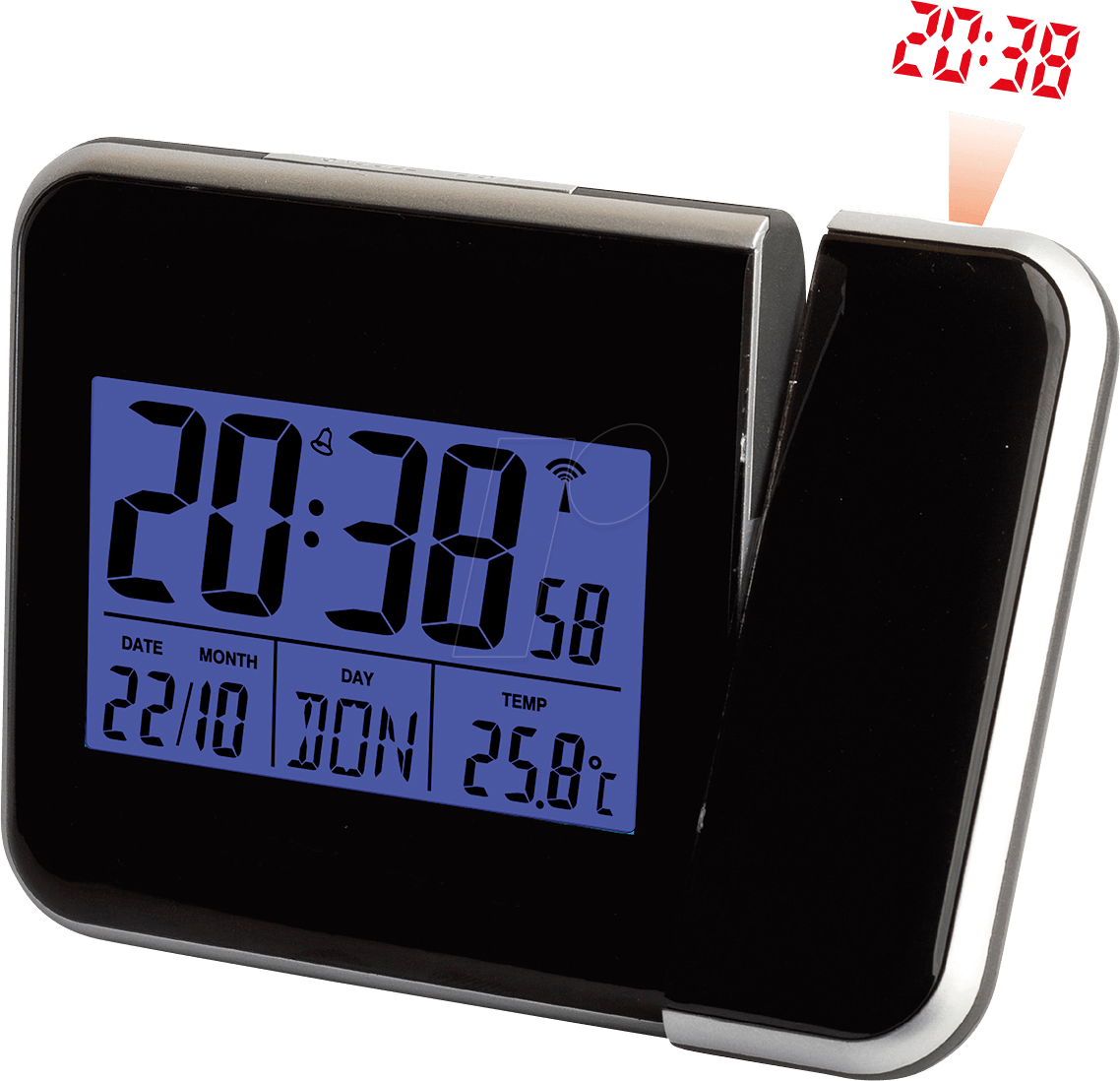 Radio Alarm Clock Digital, Projector Function, Temperature - Radio Alarm Clock Mebus 51510 Black (1138x1098), Png Download