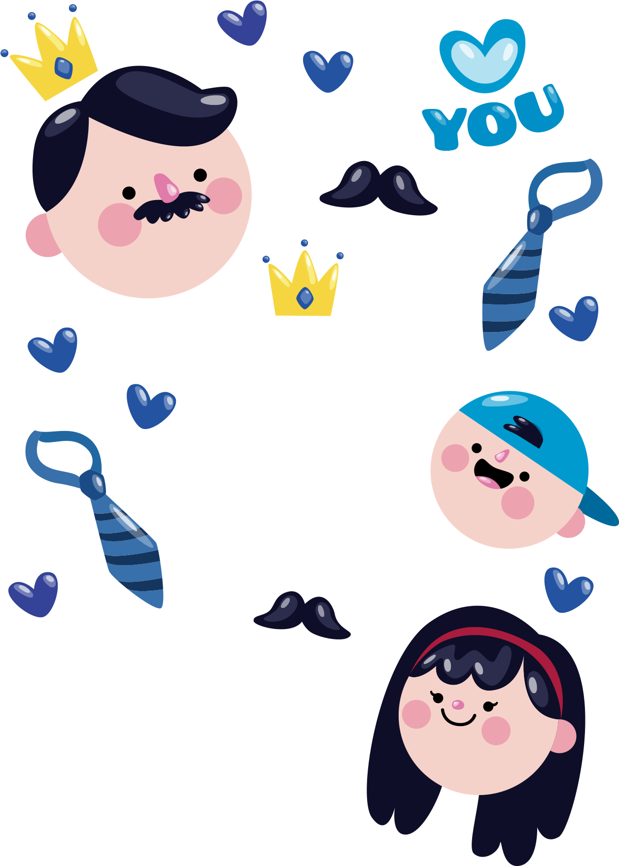 Hand Drawn Cartoon Father S Day Decoration Psd Image - Father's Day (1827x2117), Png Download