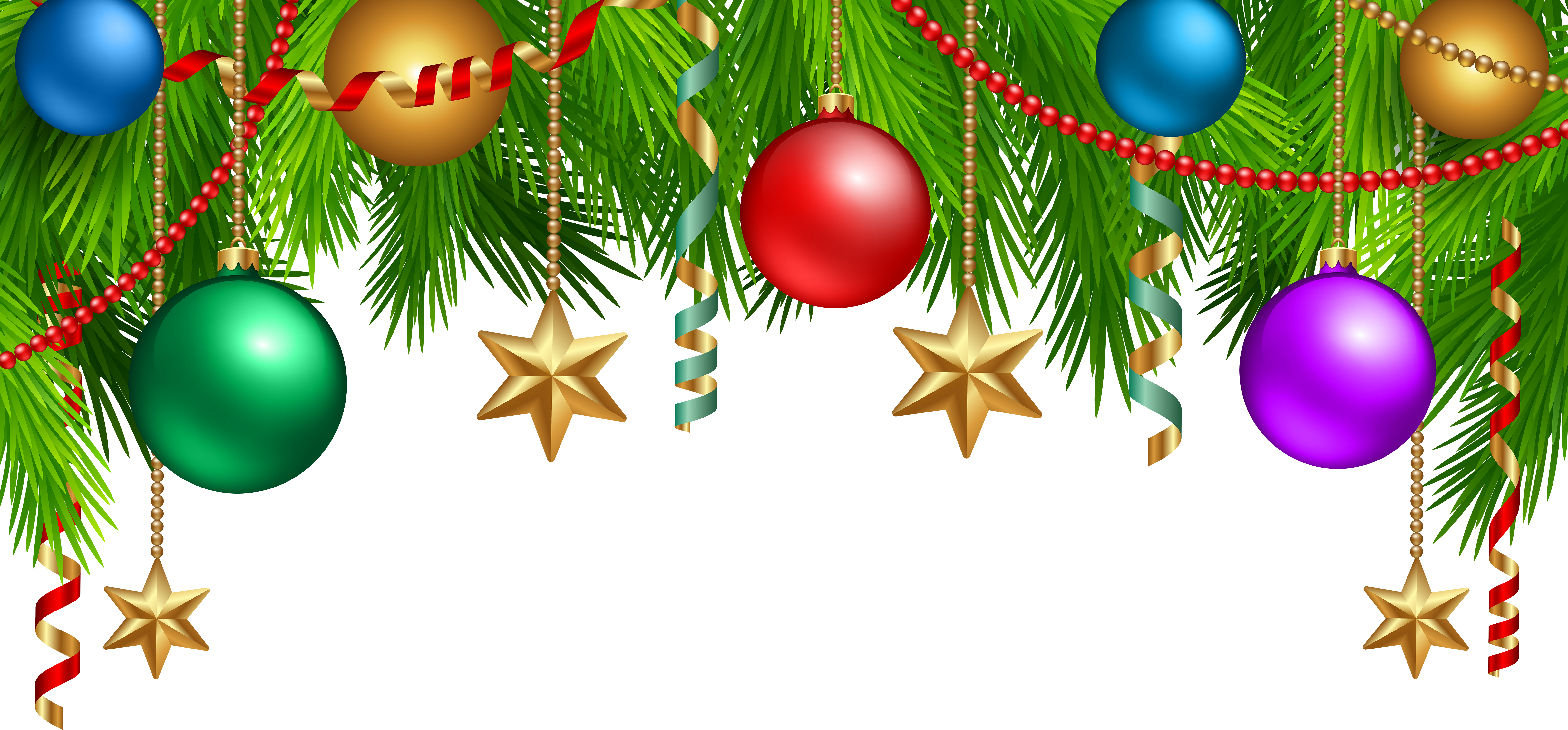 Christmas Ornaments Clip Art Png (8000x3802), Png Download