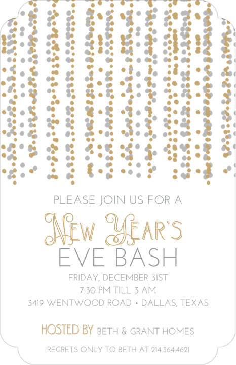 Holiday Silver And Gold Dot Streamers Invitation - Christmas Jumper (466x720), Png Download
