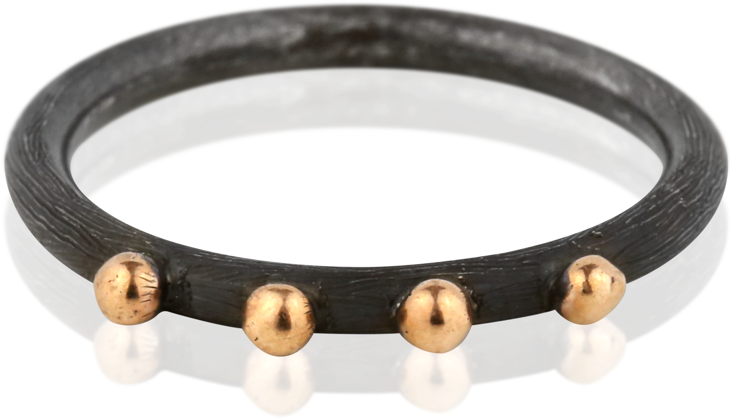 Zayliya Oxidised Silver With 4 Gold Dots - Bangle (2048x2048), Png Download