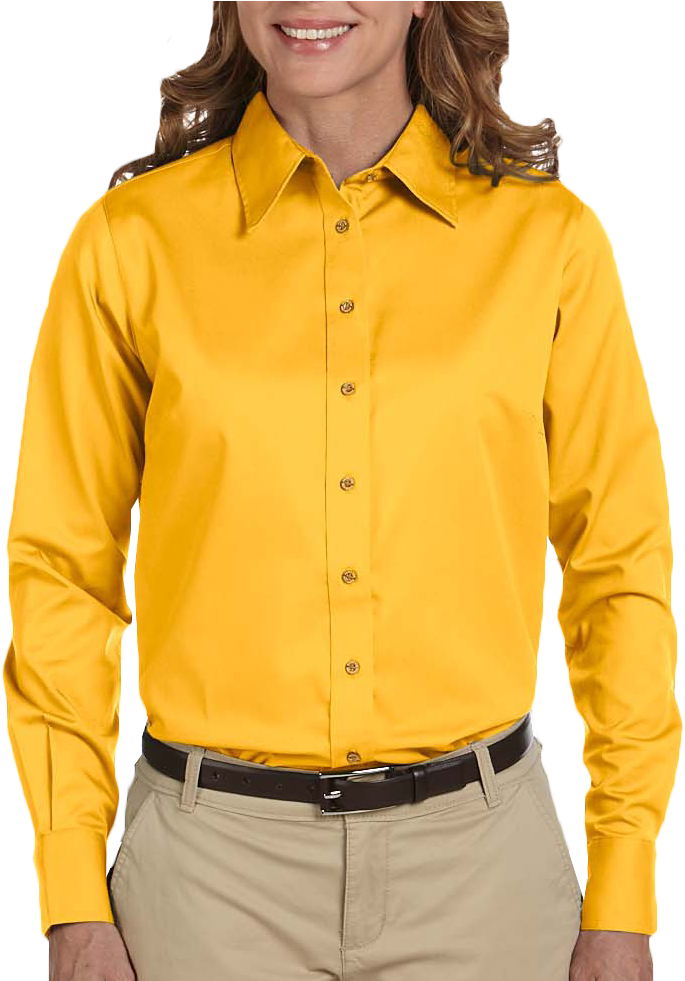 Ladies' Easy Blend™ Long Sleeve Twill Shirt With Stain - Harriton Ladies Easy Blend Long-sleeve Shirt Stain-release (980x980), Png Download