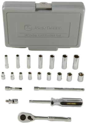 Hand Air Tools Home Workshop Products John Deere Png - John Deere Metric 1/4-inch Drive 21-piece Socket Set (768x432), Png Download