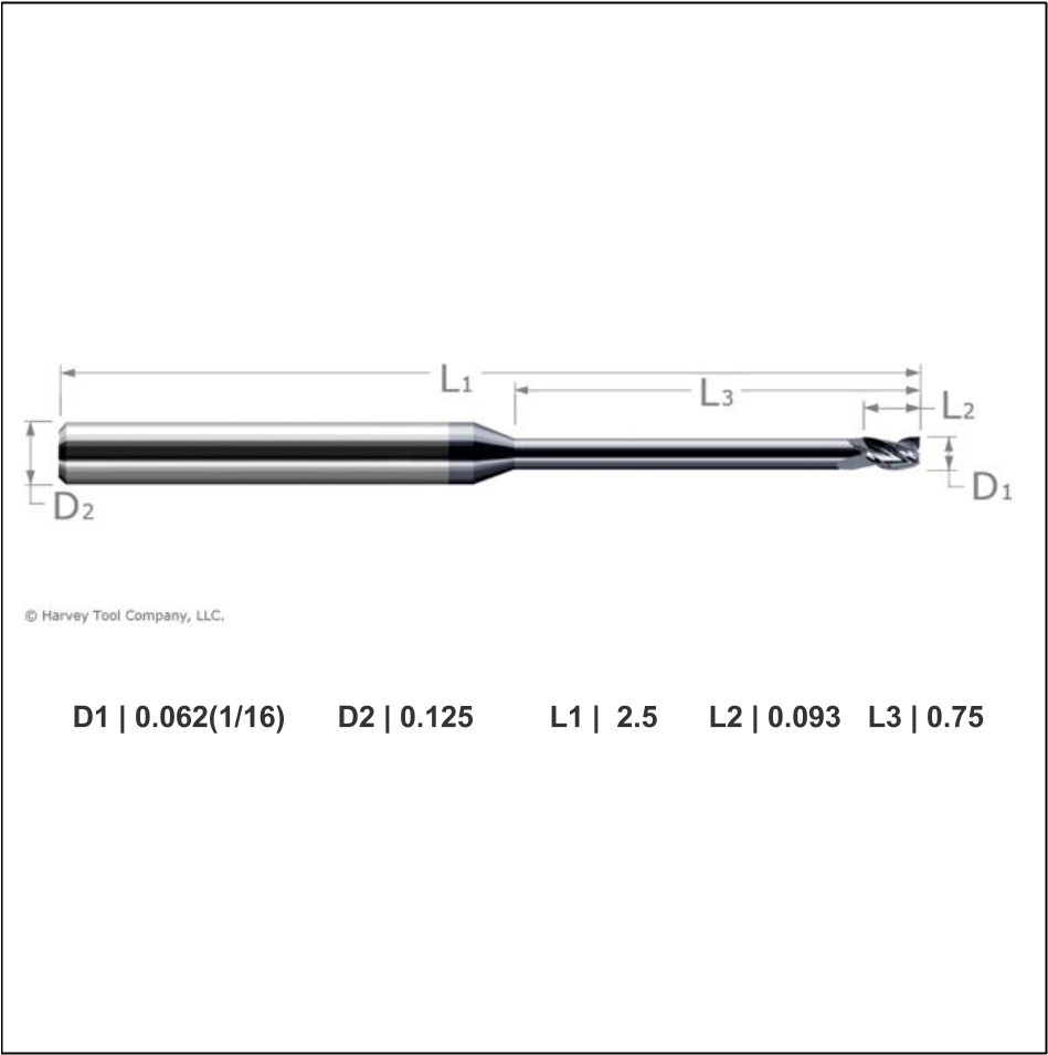 1/16th Inch Carbide Square Long Reach, Stub Flute (960x960), Png Download