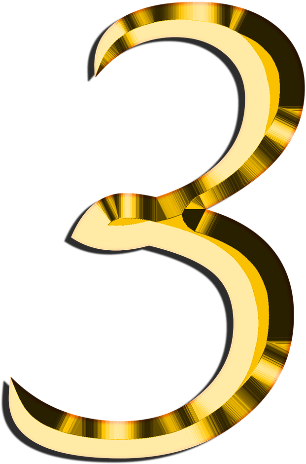 Golden Number - Gold Number 3 Png (1271x1280), Png Download