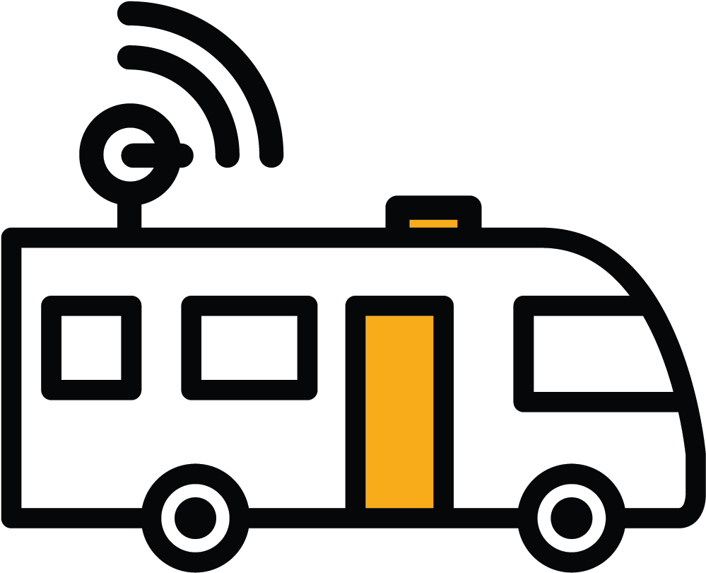 Caravan - Black And White Motorhome Clipart (1220x864), Png Download