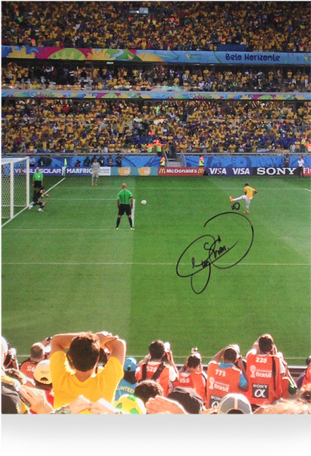 Neymar Jr Signed Brazil Photo - 2014 Fifa World Cup (650x665), Png Download