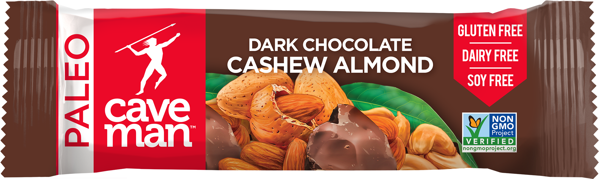 Paleo Dark Chocolate Cashew Almond - Caveman Foods Dark, Chocolate Almond Coconut - 1.4 (2100x668), Png Download