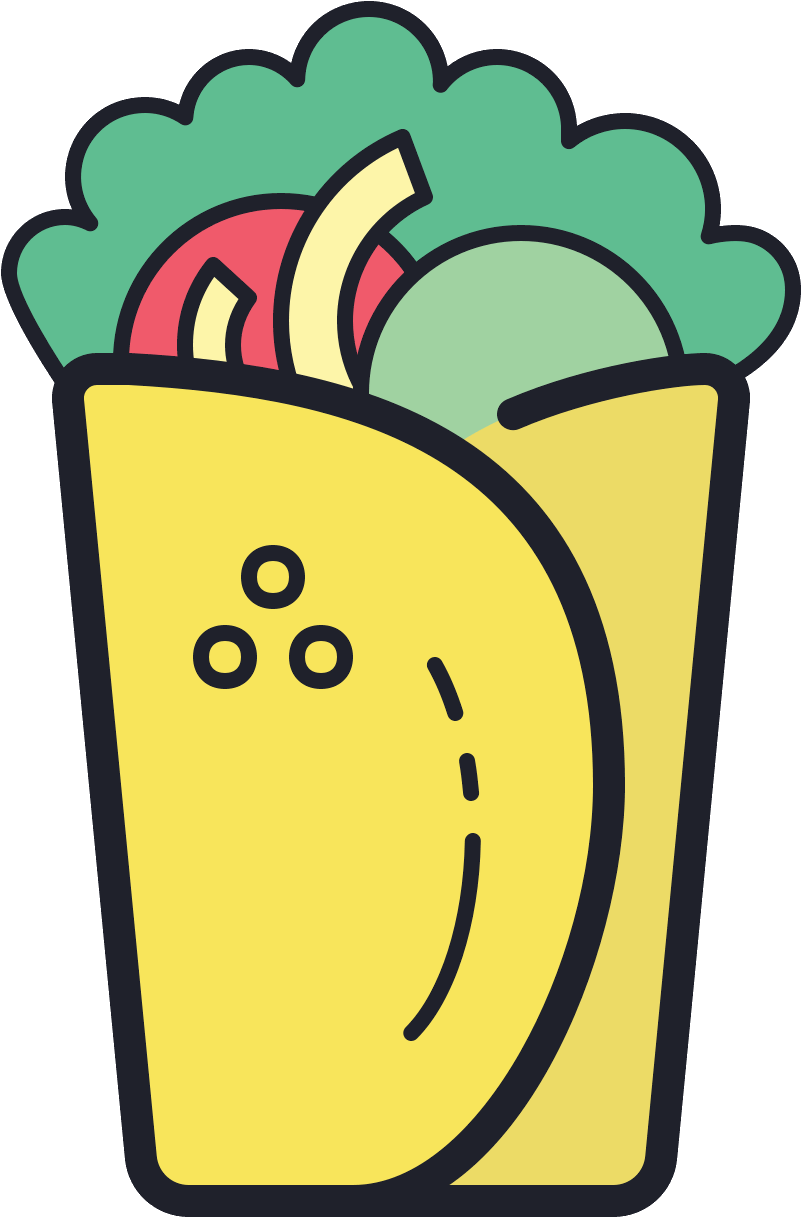 There Is An Oblong Food Object Made Up Of A Tortilla - Icon (1600x1600), Png Download
