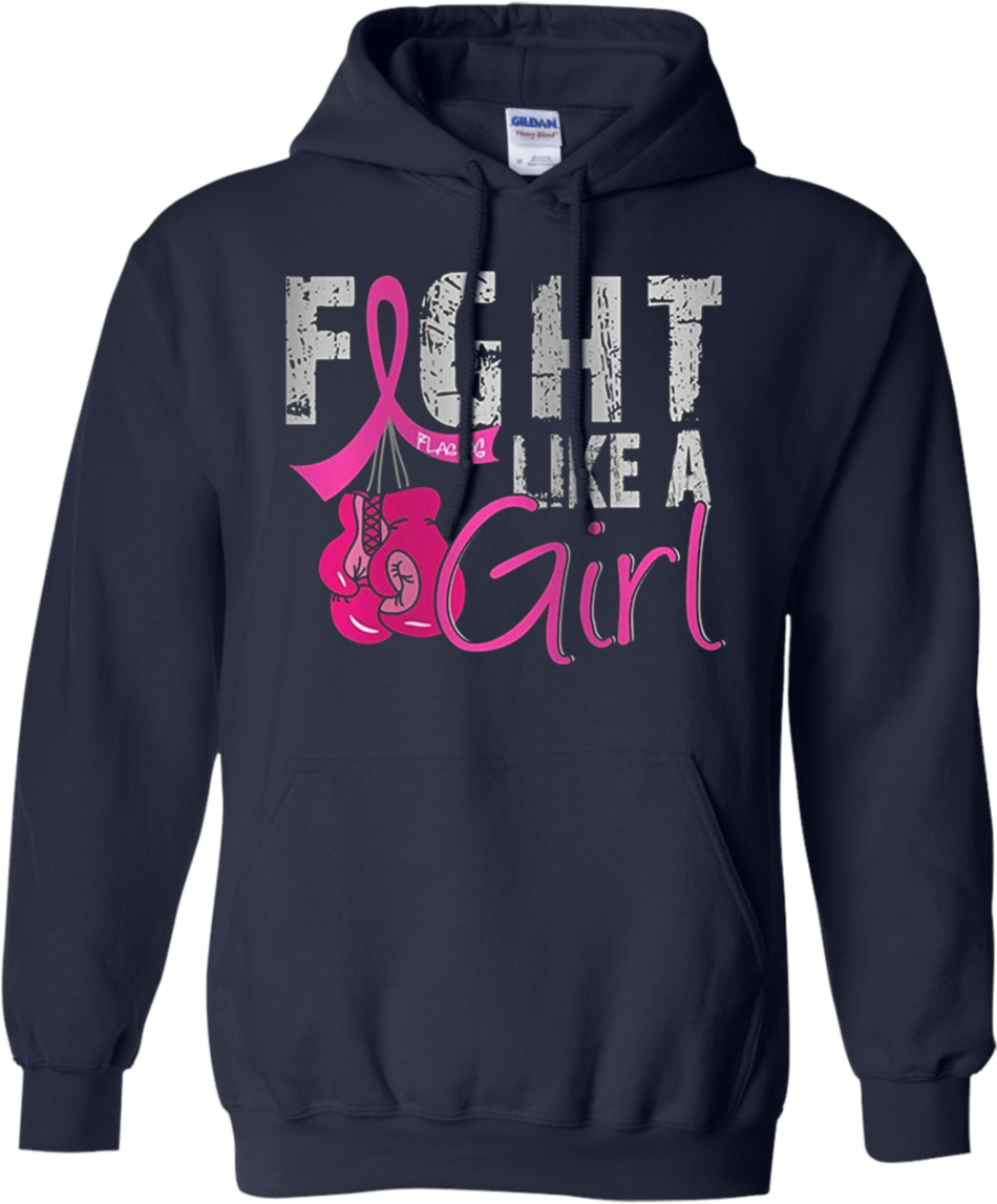 Fight Like A Girl Hoodie - Fight Like A Girl Breast Cancer Boxing Glove Hoodie (1155x1155), Png Download