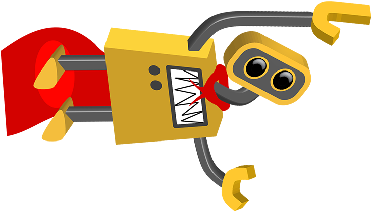 Flying Superbot - Robot Flying Png (737x421), Png Download