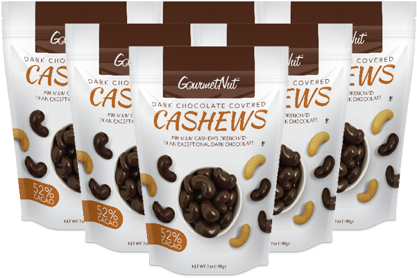 7oz Chocolate Covered Cashews 6 Pack - Gourmet Nut - Cashews 100 All Natural - 7 Oz. (600x600), Png Download