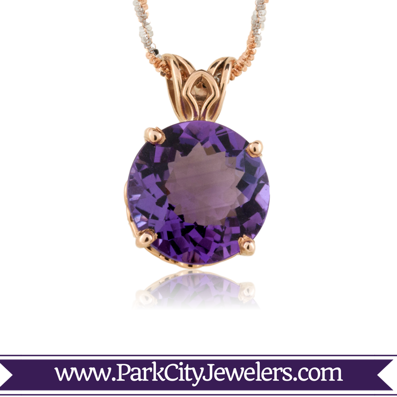 Rose Gold & Iolite Pendant - Elk Ivory Engagement Rings (800x800), Png Download