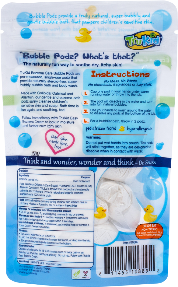 Download Trukid Bubble Podz, Eczema Care, Bubble Bath, 8 Count Trukid