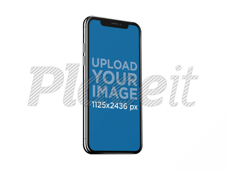 Angled Jet Black Iphone X Mockup Against A Transparent - Vertical Iphone (750x563), Png Download