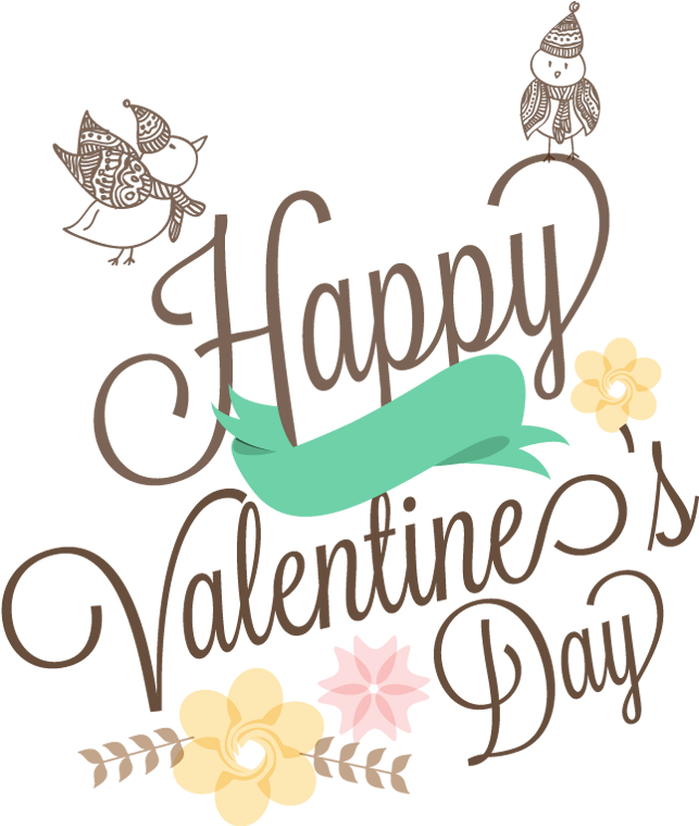 Love Birds Couple With Text Happy Valentine's Day - Valentine's Day (650x760), Png Download