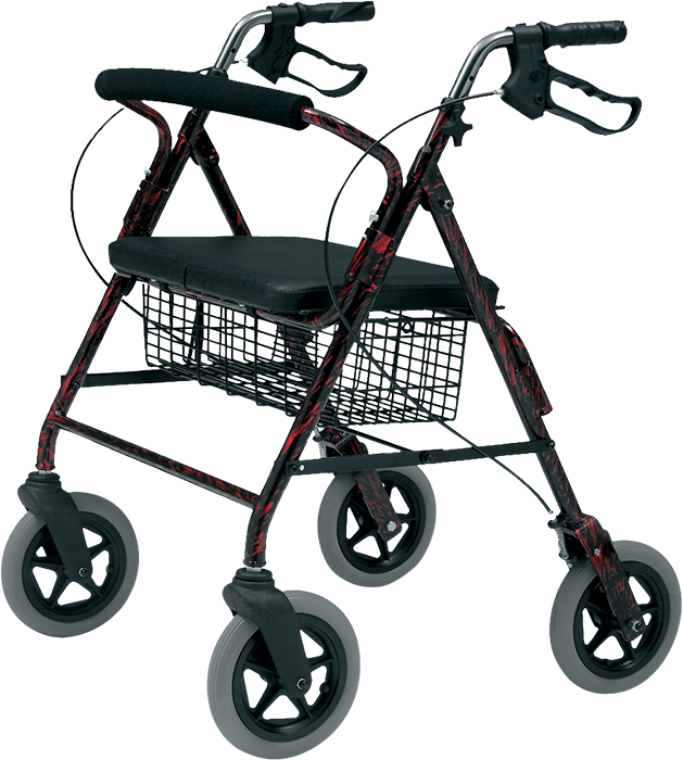 Heavy Duty 4 Wheel Walker - Mobility Smart Heavy Duty 4 Wheeled Rollator (629x700), Png Download