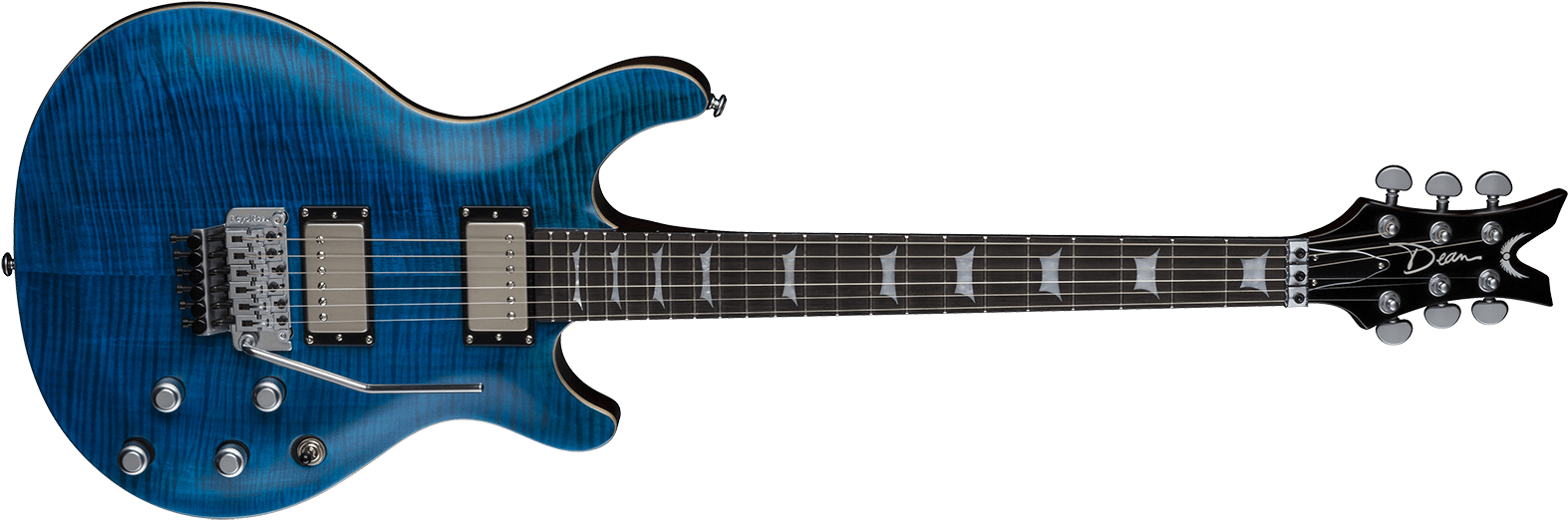 Dean Icon Flame Top Floyd Electric Guitar - Dean Icon Faded Denim (1600x580), Png Download