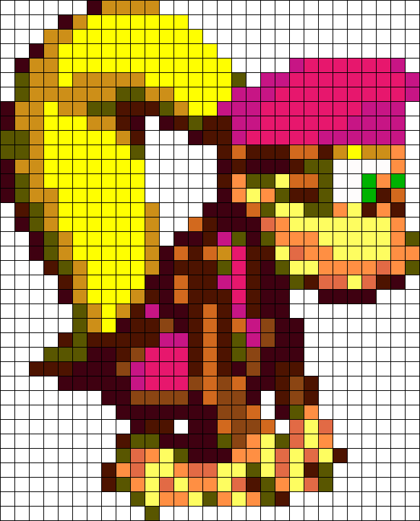 Dixie Kong Perler Beads Pattern - Donkey Kong Country Pixel Art (610x757), Png Download