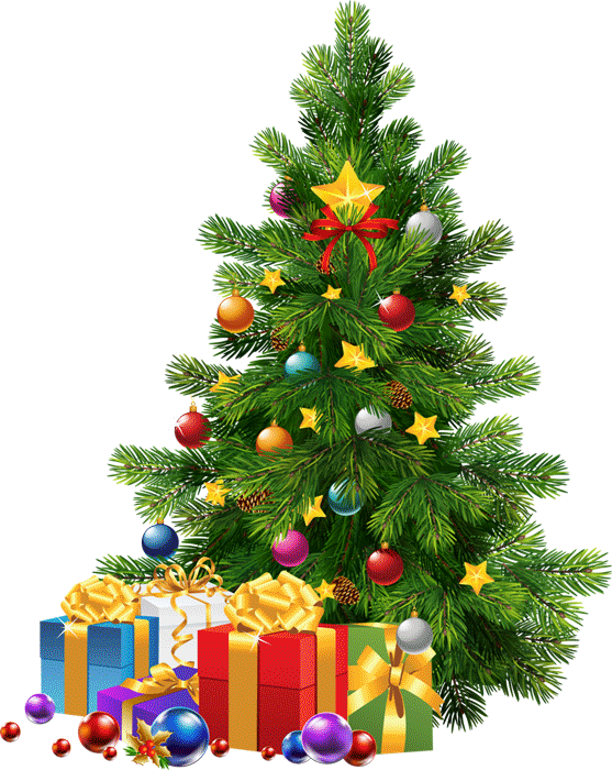 Le Sapin - Christmas Tree With Gift (557x700), Png Download