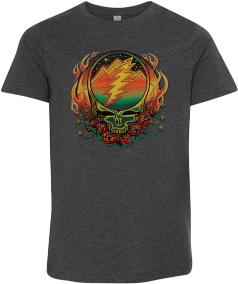 Grateful Dead Scarlet Fire Stealie Youth T Shirt - Grateful Dead In The Dark Kids Rock Punk Caps Cool (620x620), Png Download