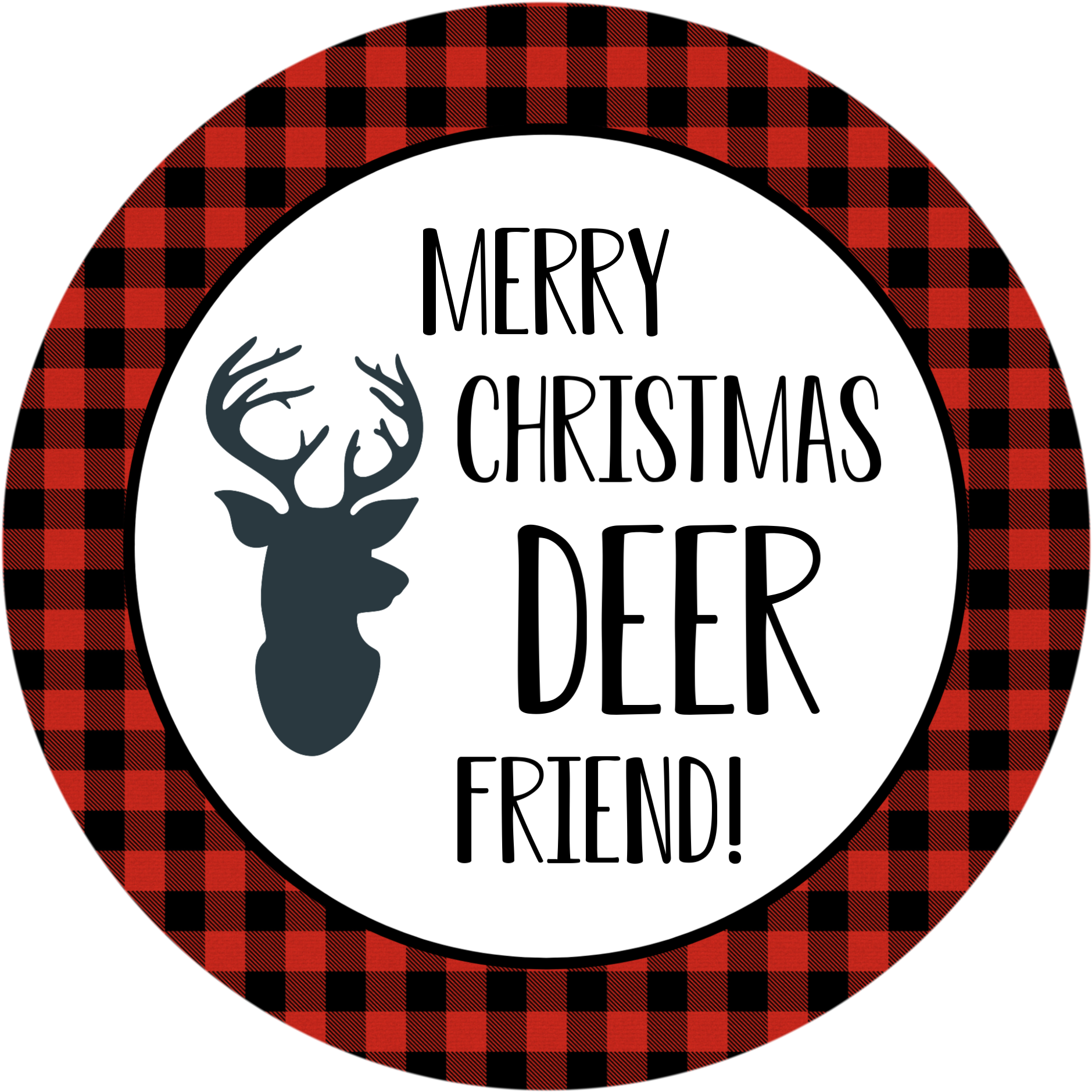 Deer Friend Tag - Generic Personalized Rustic Deer Family Name Christmas (2000x2000), Png Download