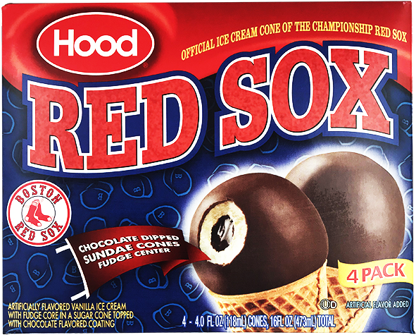Hood Red Sox Chocolate Dipped Sundae Cones With Fudge - Hood Red Sox Caramel Sundae Cone 6pk (650x541), Png Download