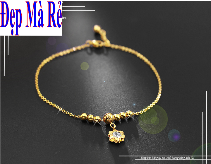 Lắc Chân Inox Đẹp Mà Rẻ Kiểu Hoa Mai Đính Đá Zircon - Gold (720x720), Png Download