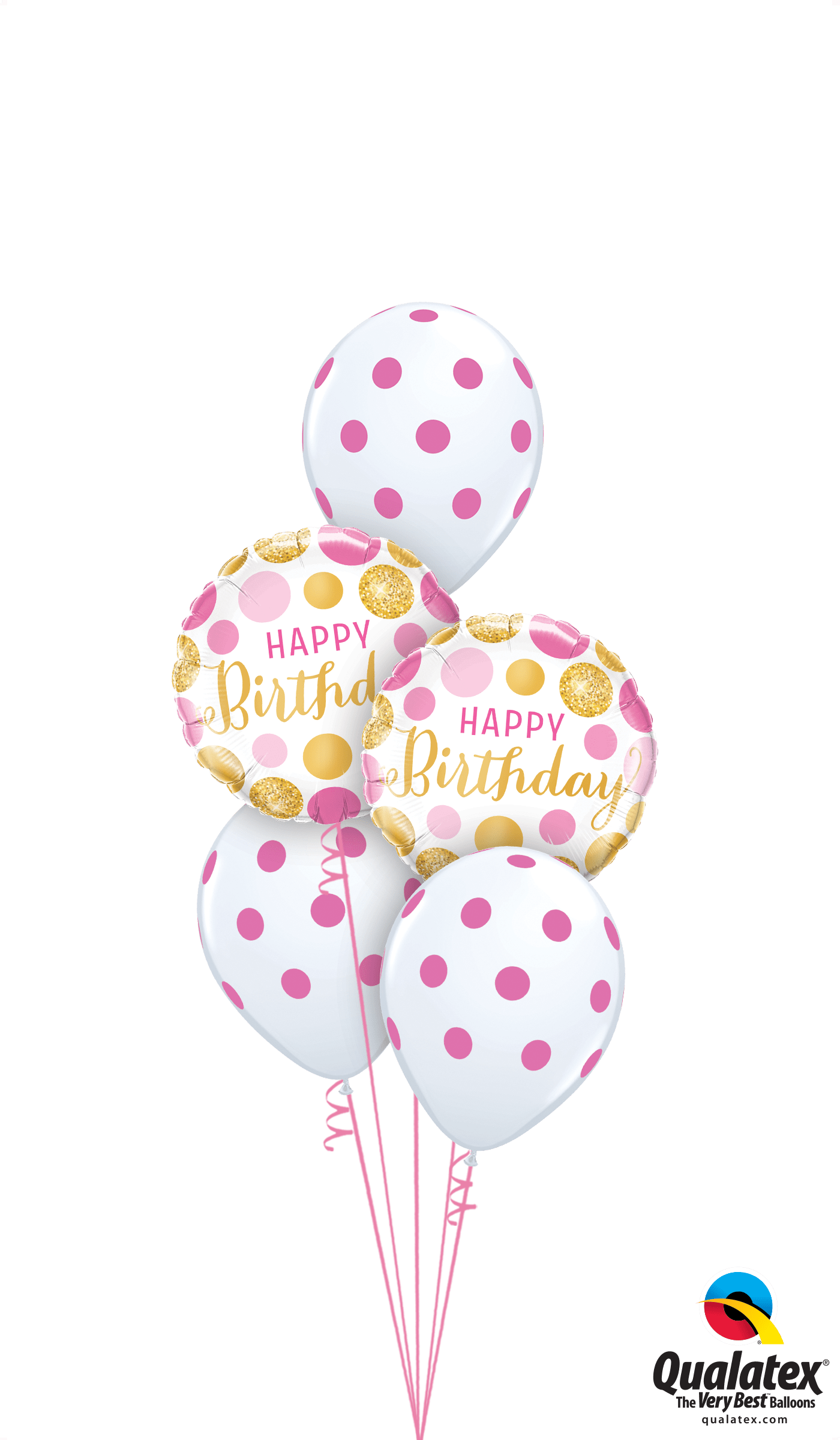 Get Birthday Pink & Gold Dots Classic Helium Balloons - Birthday Pink & Gold Dots Foil Mylar Balloon 18" (1400x2400), Png Download