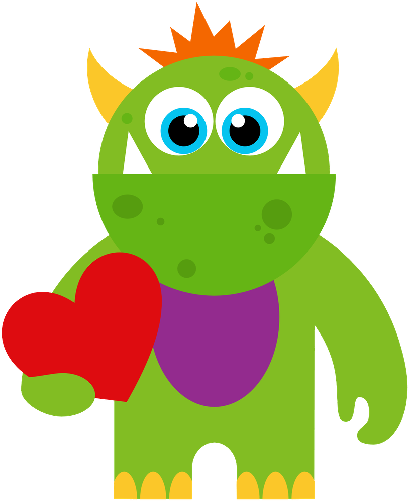 Casamento E Namorados - Cute Green Valenitine Monster Rectangle Magnet (900x1042), Png Download