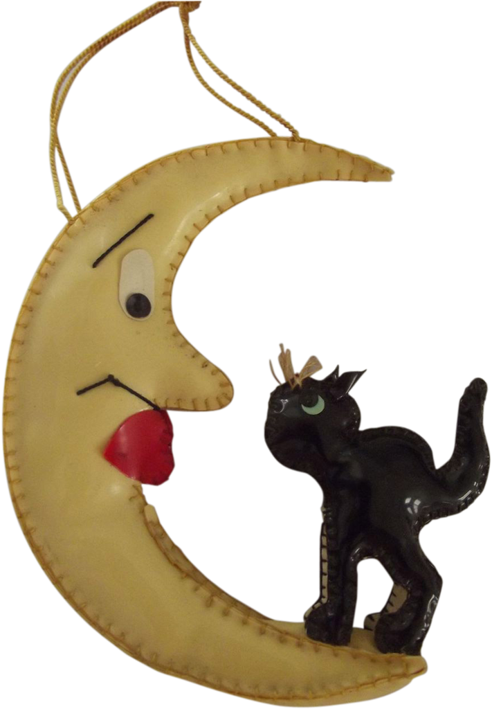 Black Cat And Man In The Moon Vinyl Ornament From Fhtv - Animal Figure (1023x1023), Png Download