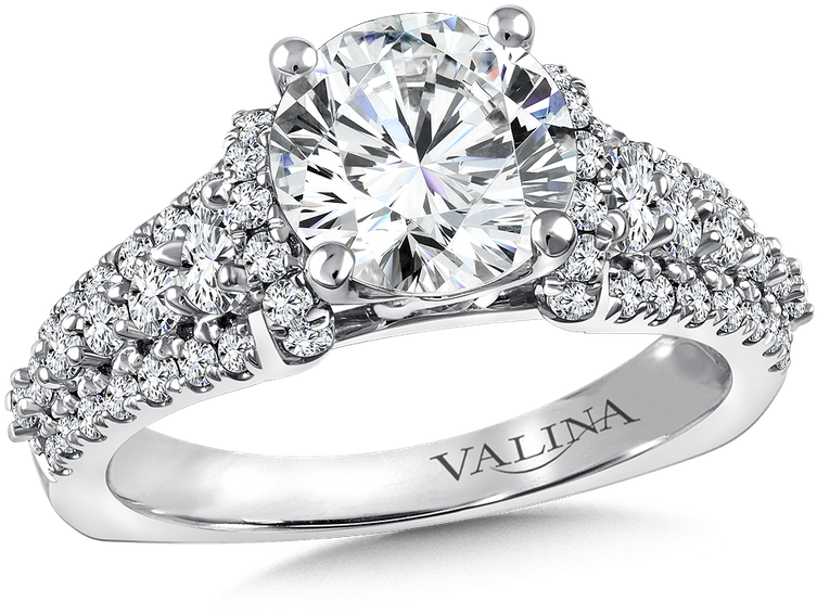 Valina Diamond Engagement Ring Mounting In 14k White - Channel Set Round Diamond Engagement Ring - .75 Carat (800x800), Png Download