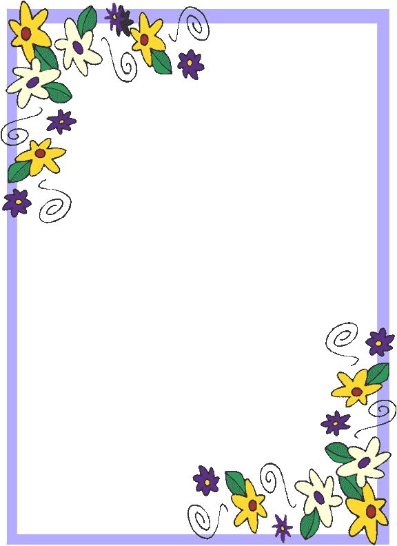 Corner Flowers And Blue Frame - Flower Borders And Frames (576x792), Png Download
