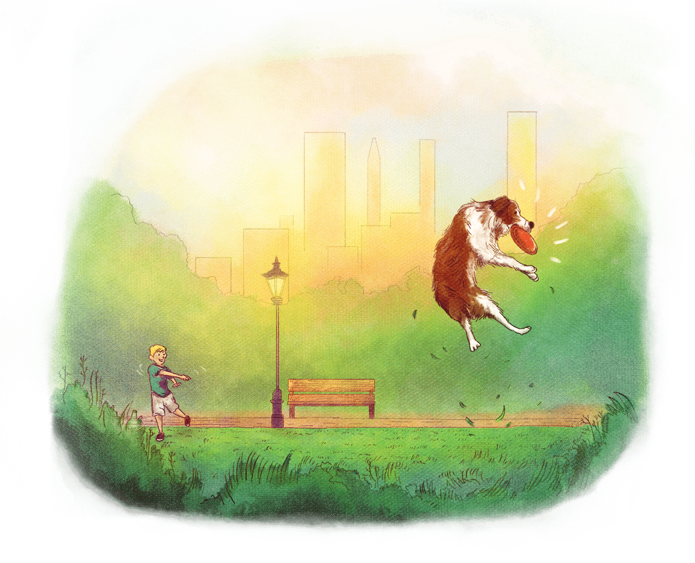 Playing Frisbee - Illustration (1351x1095), Png Download