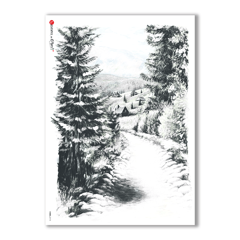 Landscape Rice Paper For The Decoupage - Christmas Winter Happy Scene (1200x1372), Png Download