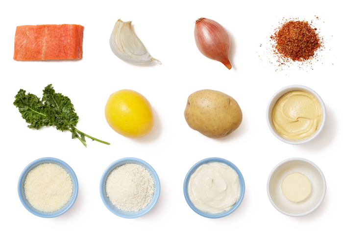 Sheet Pan Deviled Salmon With Roasted Potatoes & Creamy - Roasting (700x477), Png Download