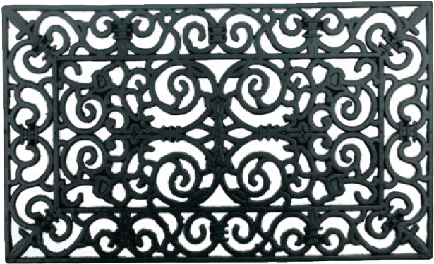 Rubber Castiron Mats - Decorative Black Outdoor Rubber Rectangular Door Mat (1000x1000), Png Download