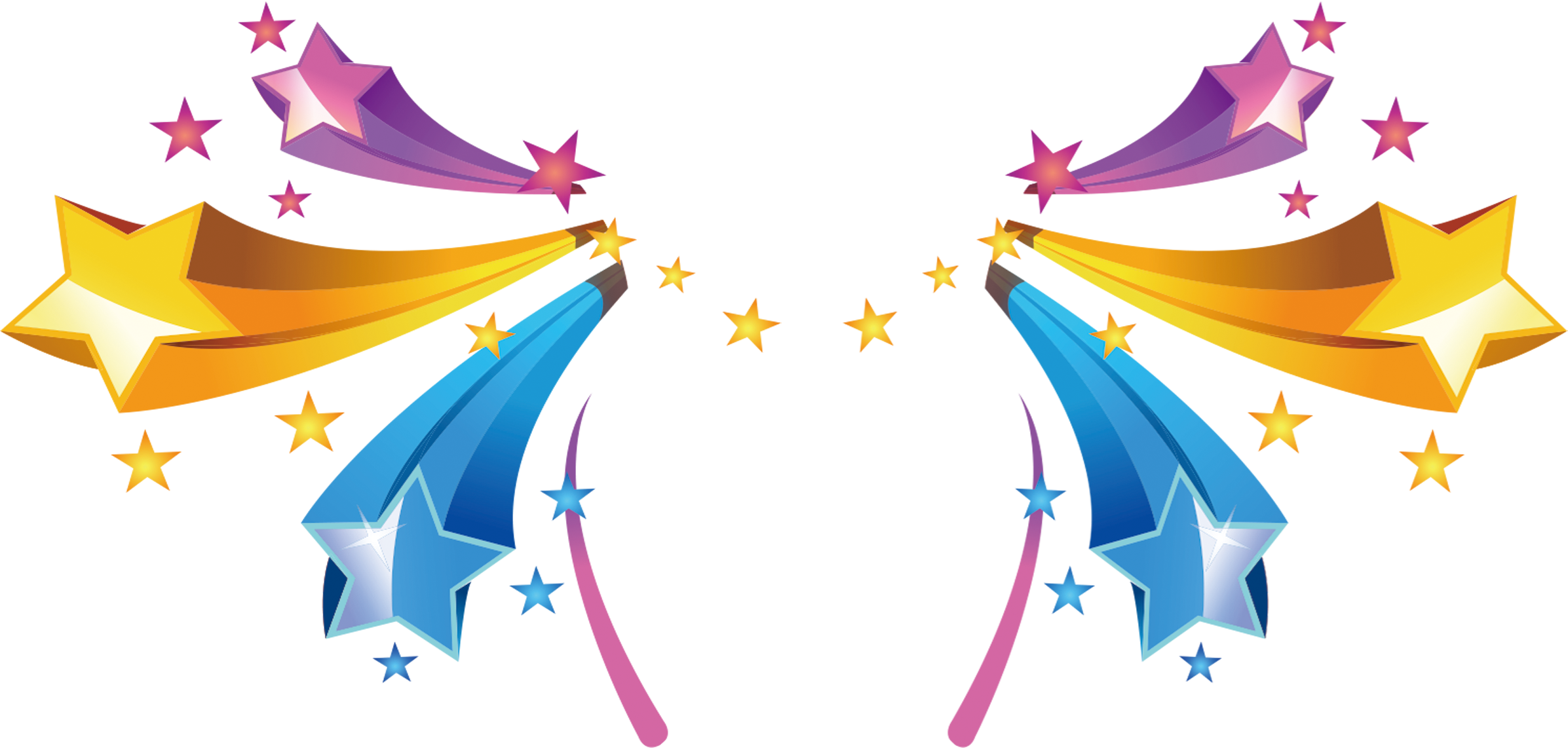 Star Colored Color Light Radiation Stars - Kids Carnival (2393x1142), Png Download