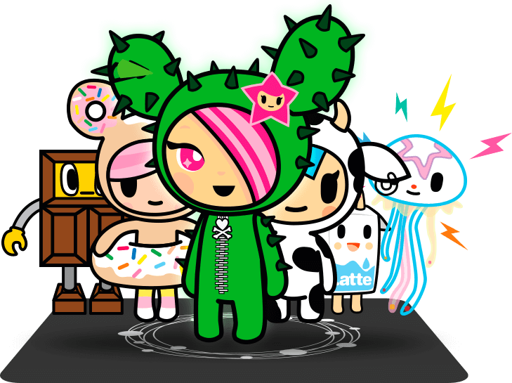 Tokidoki Characters And The Ecomi Secure Wallet - Digital Collectibles (729x545), Png Download
