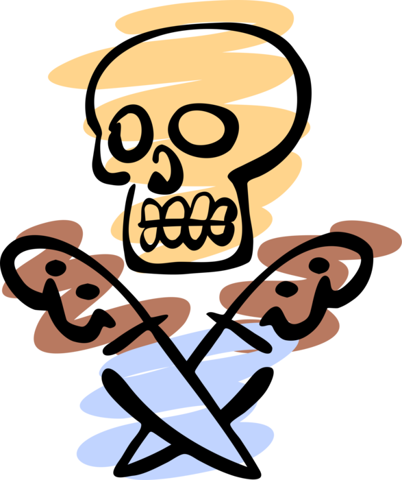 Vector Illustration Of Buccaneer Pirate Skull And Crossed - Skull And Crossbones (587x700), Png Download